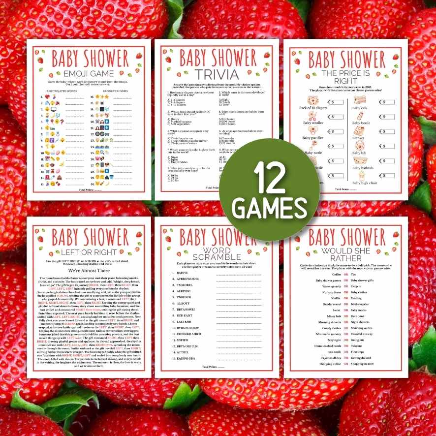 STRAWBERRY BABY SHOWER GAMES BUNDLE - Image 4