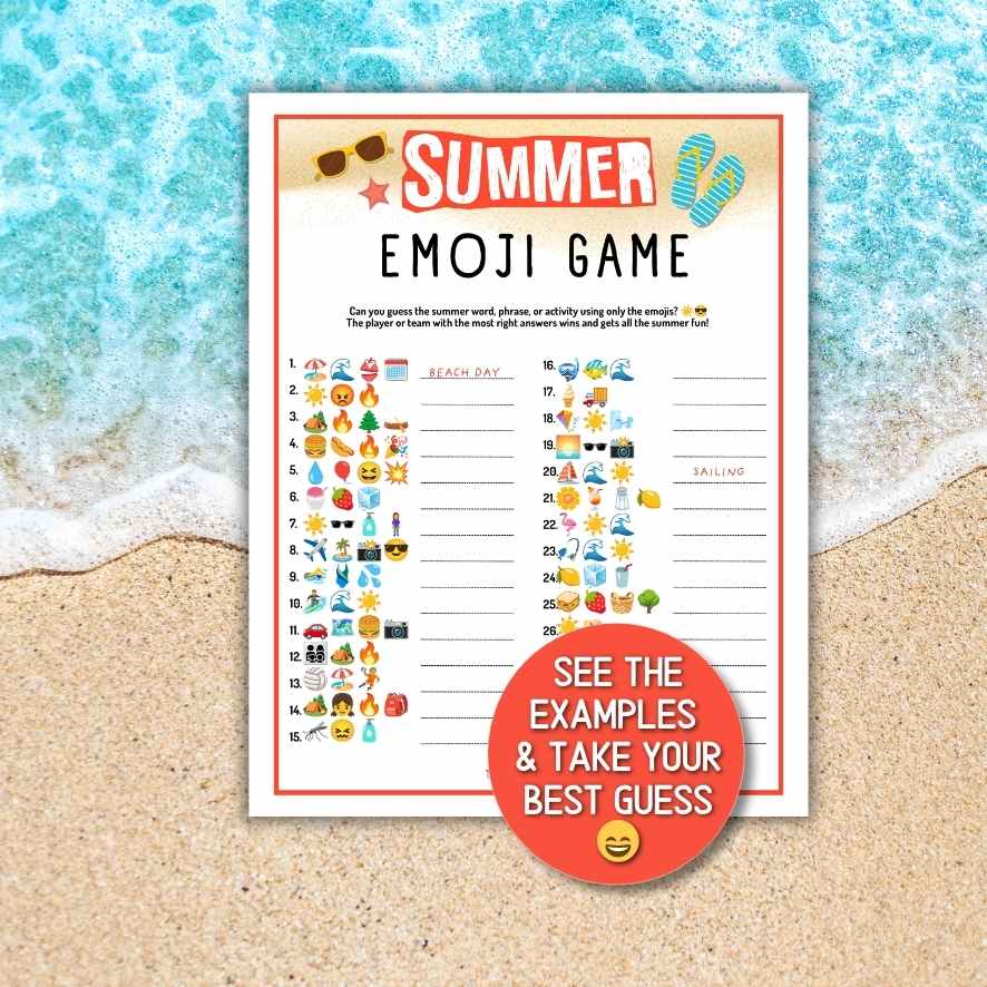 SUMMER EMOJI GAME PRINTABLE - Image 2