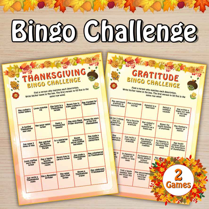 THANKSGIVING BINGO CHALLENGE