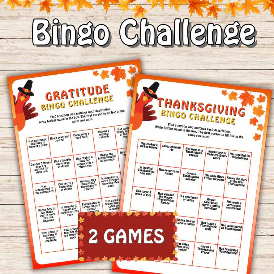 THANKSGIVING BINGO GAME CHALLENGE