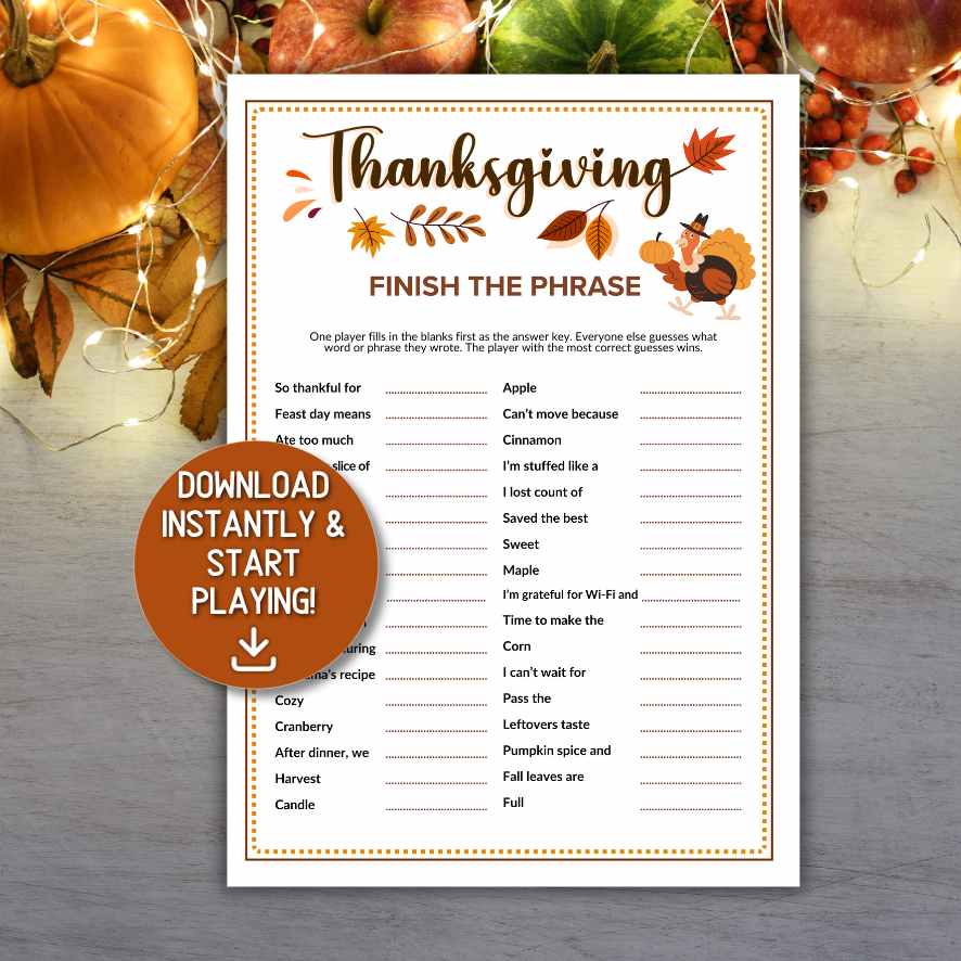 THANKSGIVING FINISH THE PHRASE GAME - Image 2