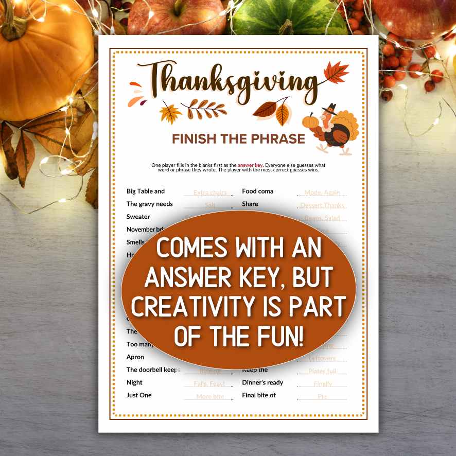 THANKSGIVING FINISH THE PHRASE GAME - Image 5