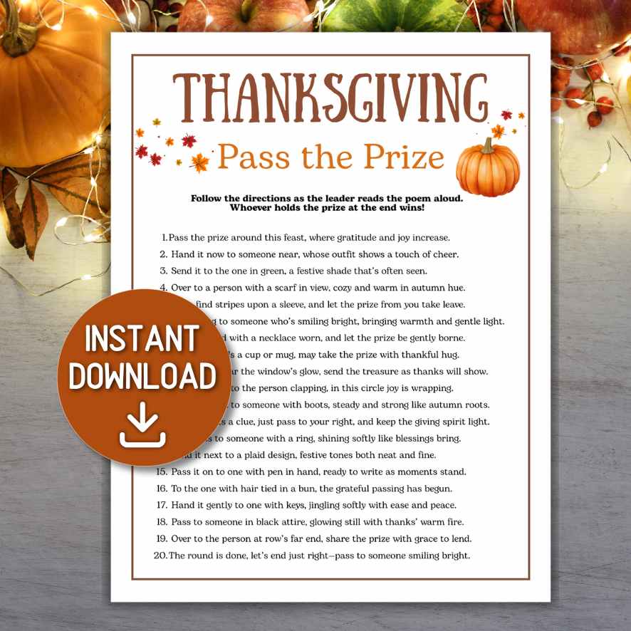 THANKSGIVING PASS THE PRIZE GAME - Image 3