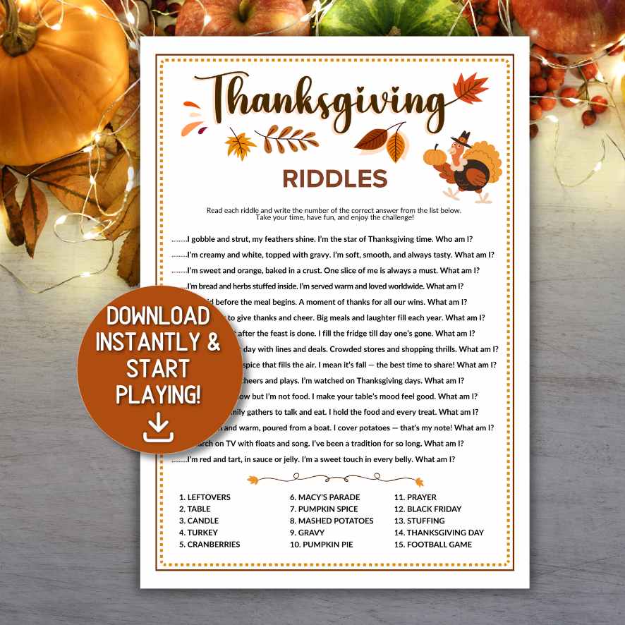 THANKSGIVING RIDDLE ME THIS GAME - Image 2