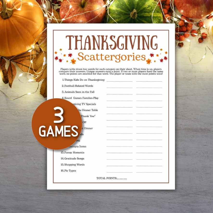THANKSGIVING SCATTERGORIES GAME - Image 2