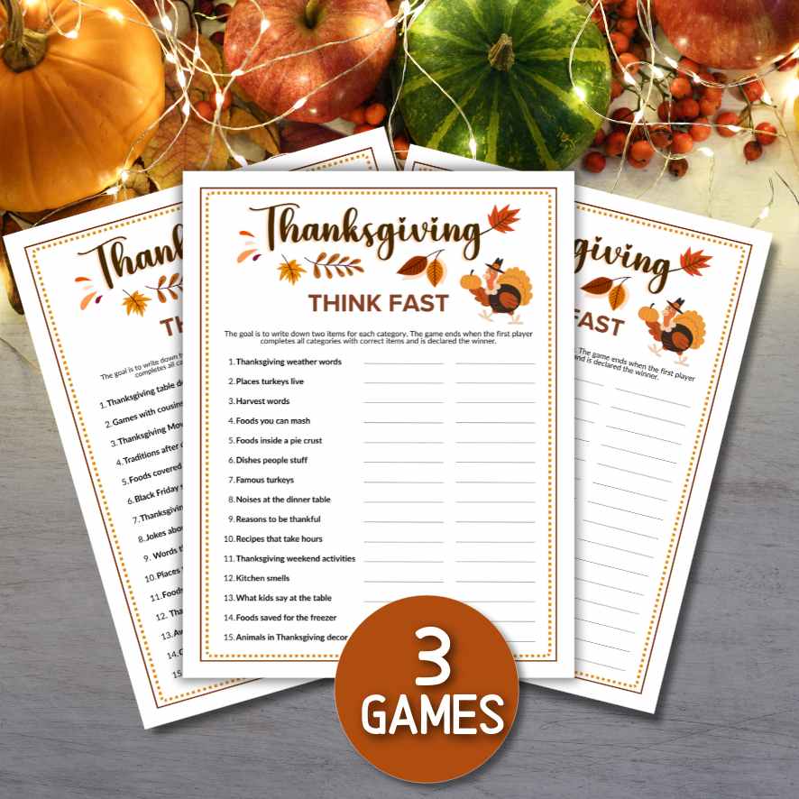 THANKSGIVING THINK FAST GAME