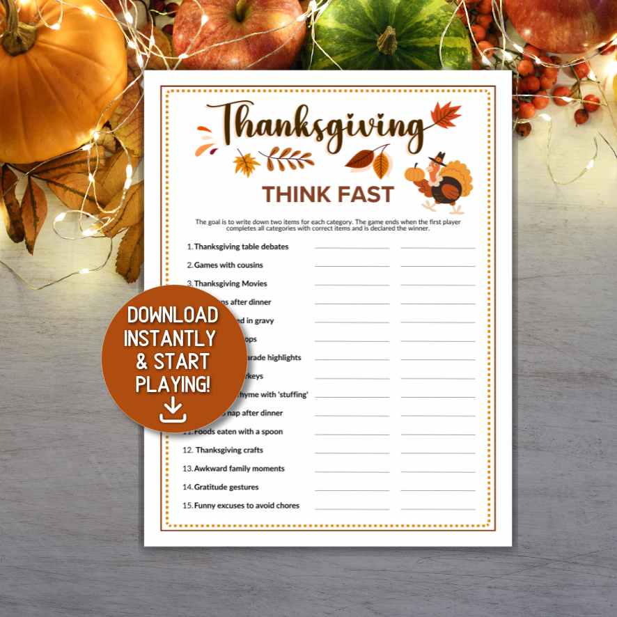 THANKSGIVING THINK FAST GAME - Image 2
