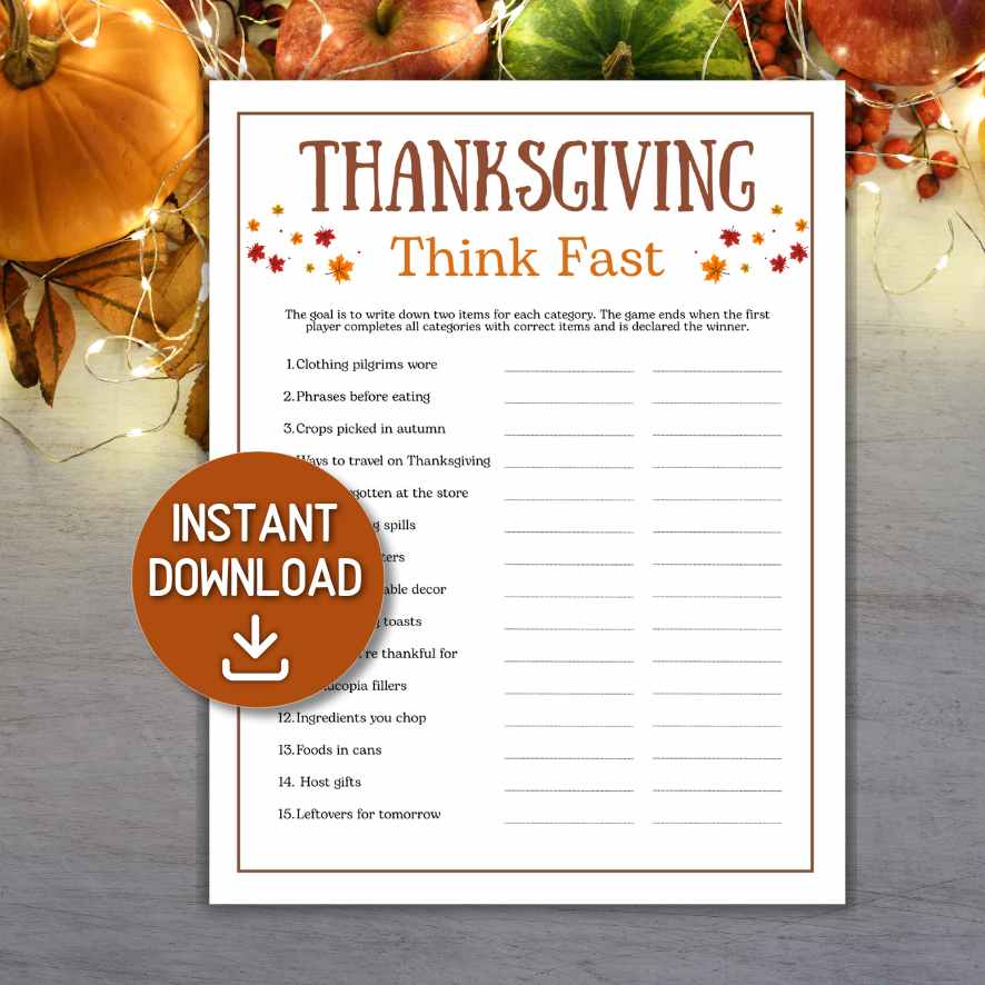 THANKSGIVING THINK FAST GAME - Image 3