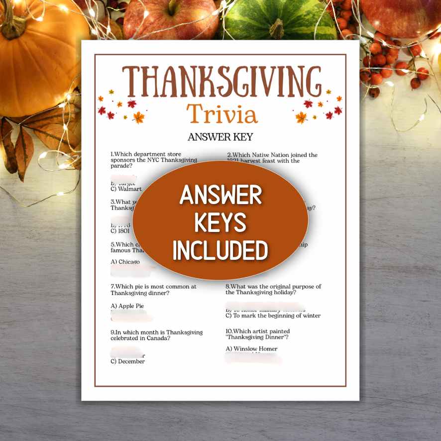 THANKSGIVING TRIVIA PRINTABLE GAME - Image 4