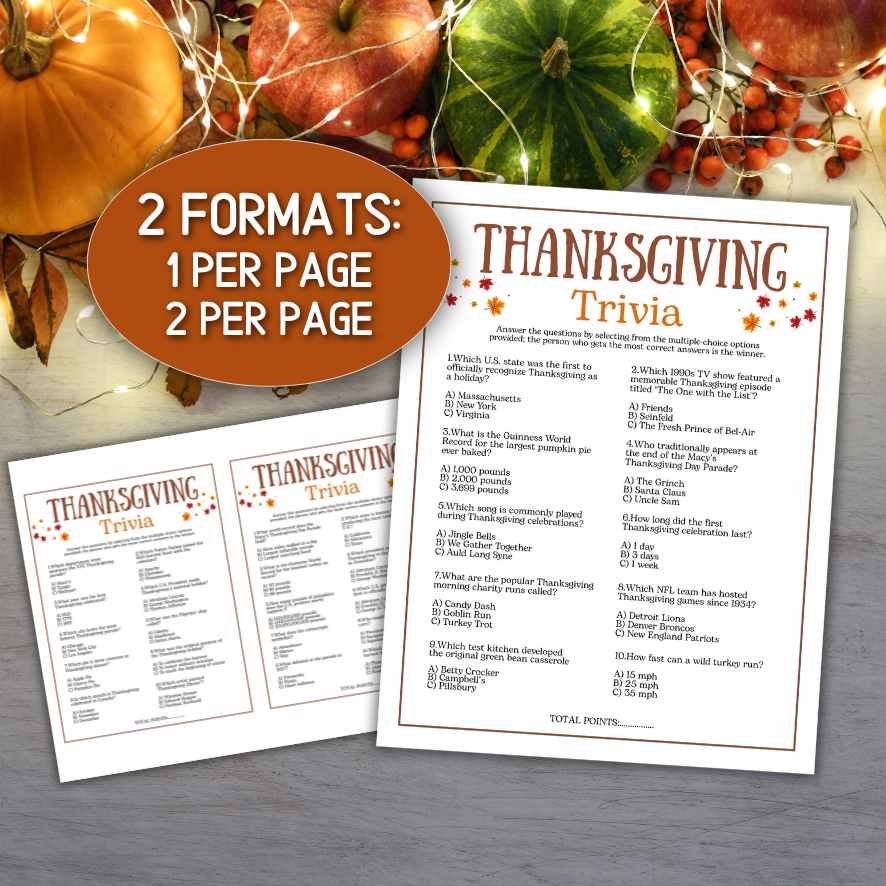 THANKSGIVING TRIVIA PRINTABLE GAME - Image 5