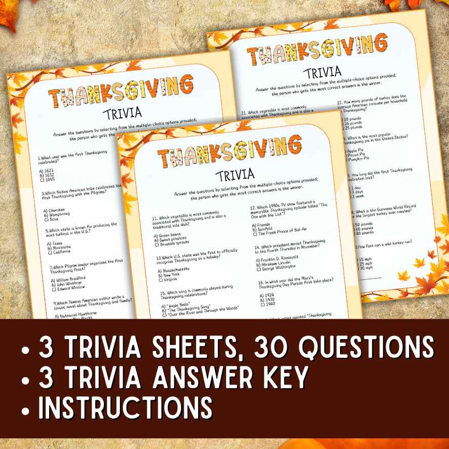 THANKSGIVING TRIVIA QUESTIONS GAME - Image 3