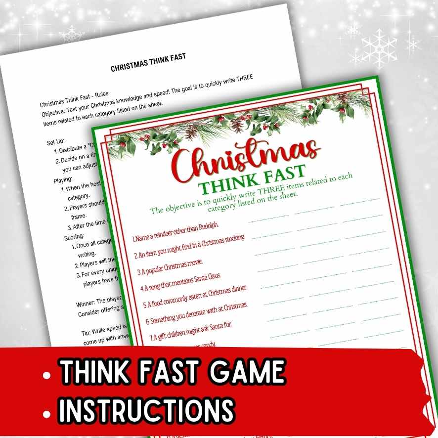 THINK FAST CHRISTMAS GAME PRINTABLE - Image 5