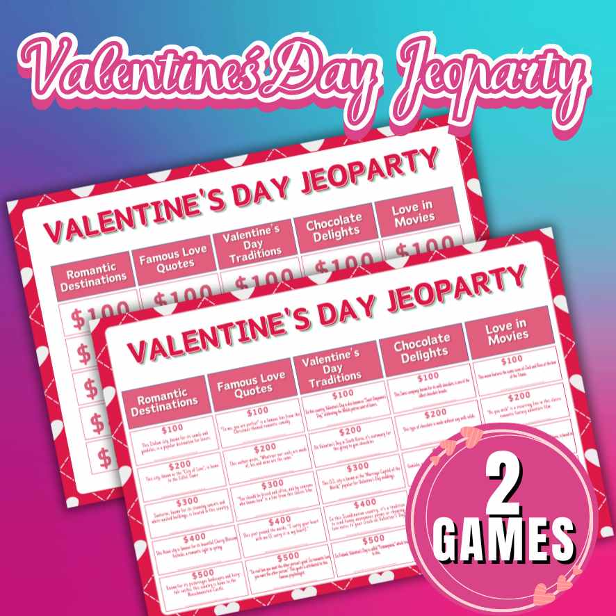 VALENTINES GAME JEOPARDY PRINTABLE