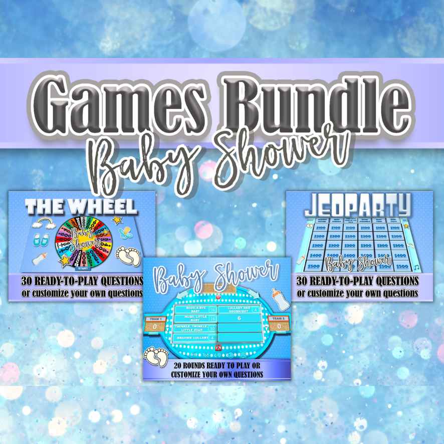 VIRTUAL BABY SHOWER GAMES BOY EDITABLE